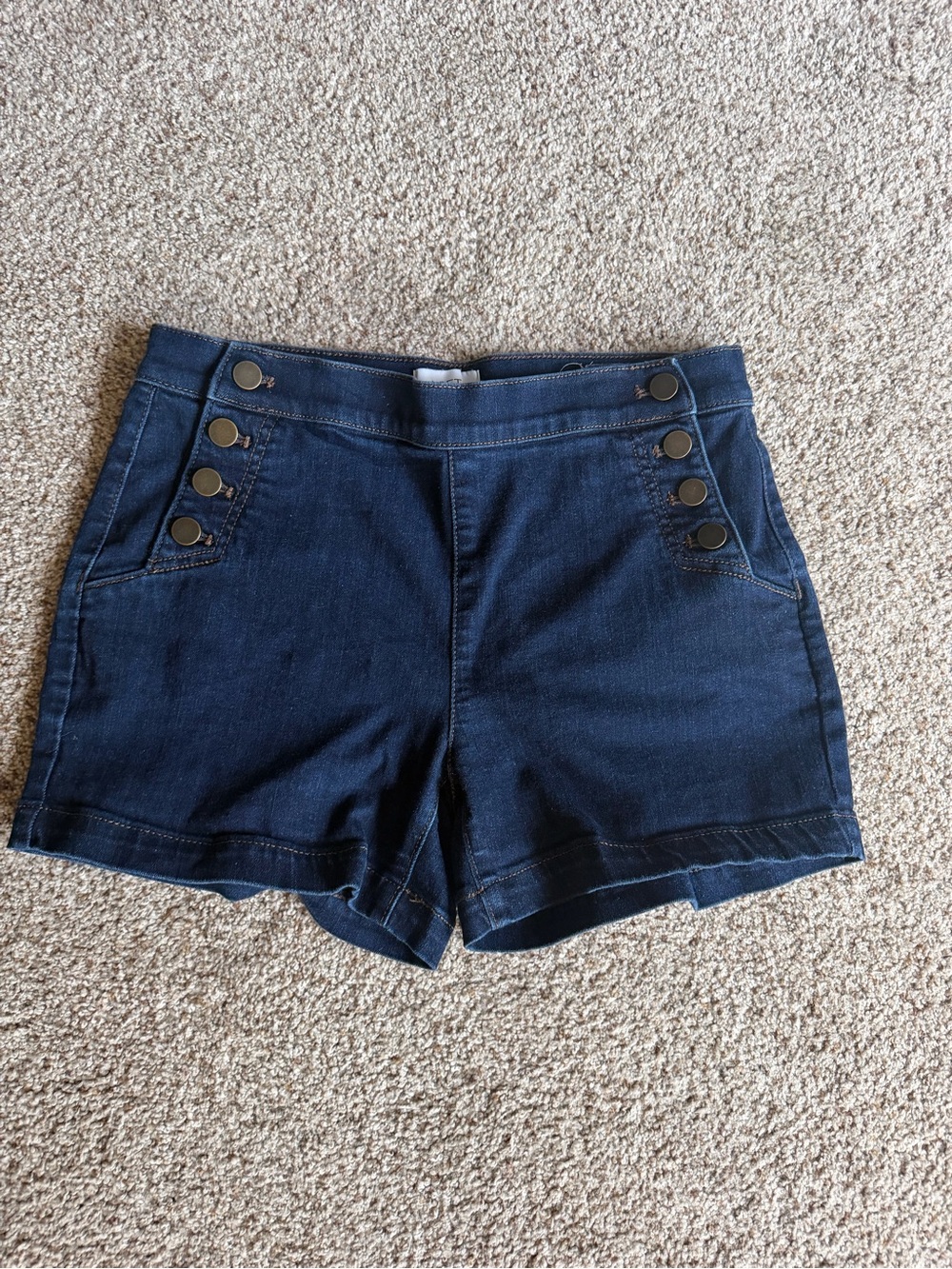 LOFT Dark Blue Sailor Button Denim Shorts
